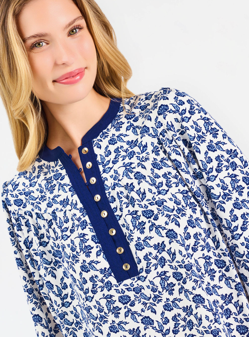 Brianna Top in Ivy Script Navy