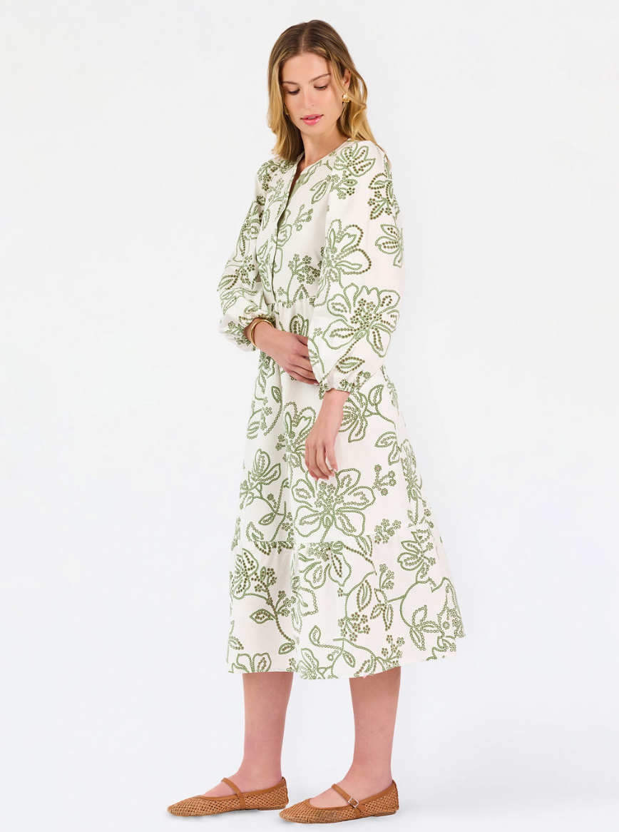 Riley Dress in Lacecap White