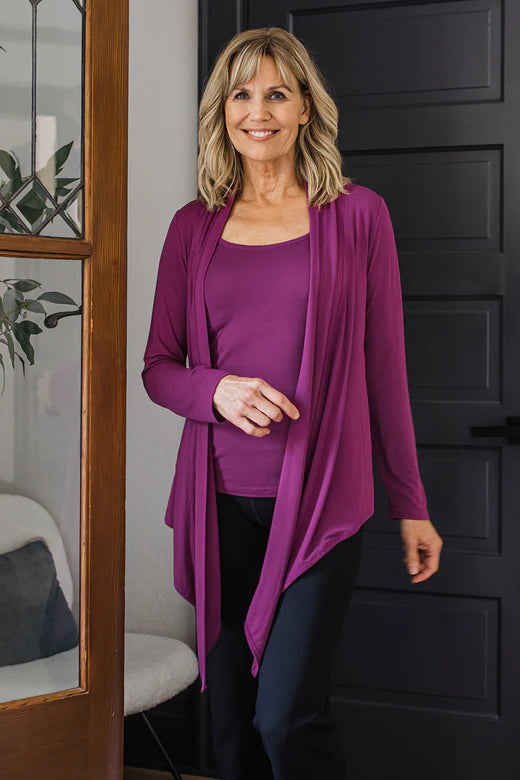 Sophie Bamboo Cardigan Wrap in Boysenberry