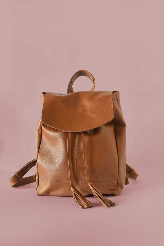 GR Tassel Backpack in Pebbled Cognac