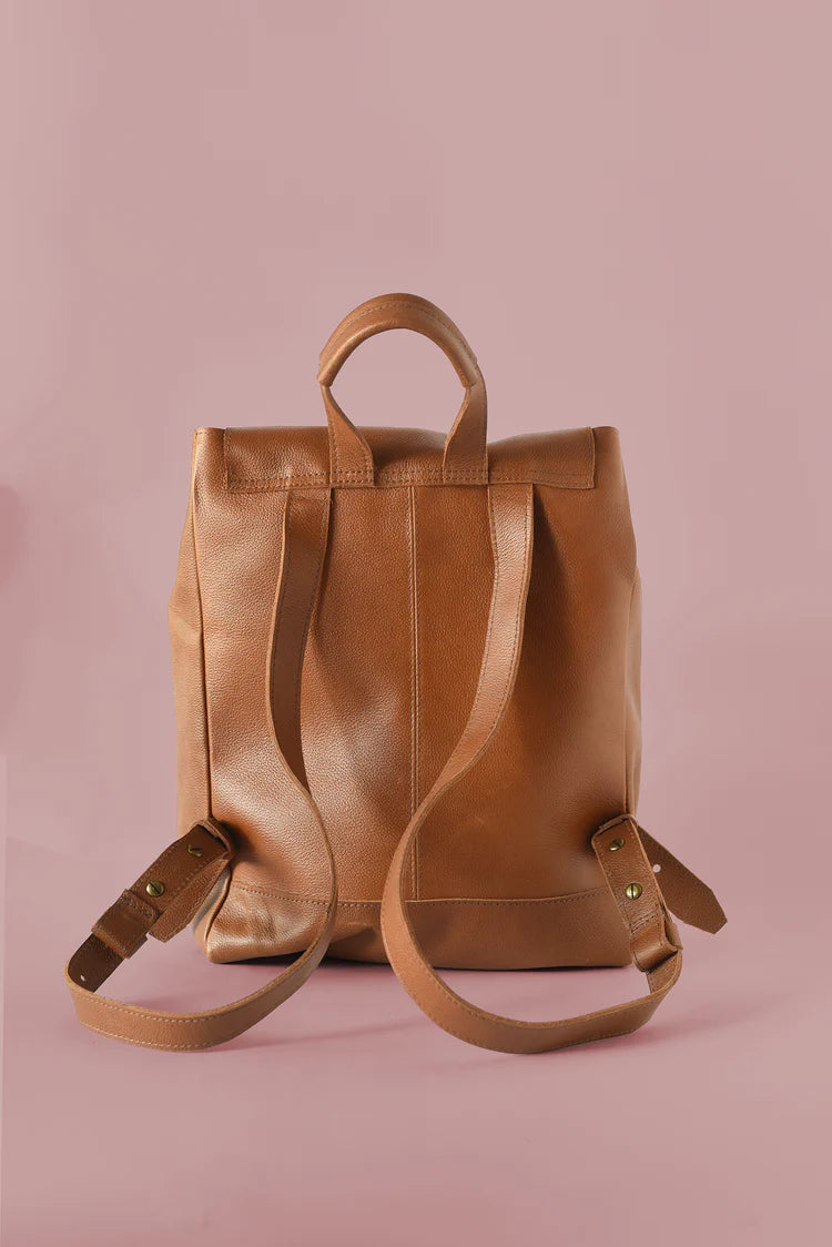 GR Tassel Backpack in Pebbled Cognac