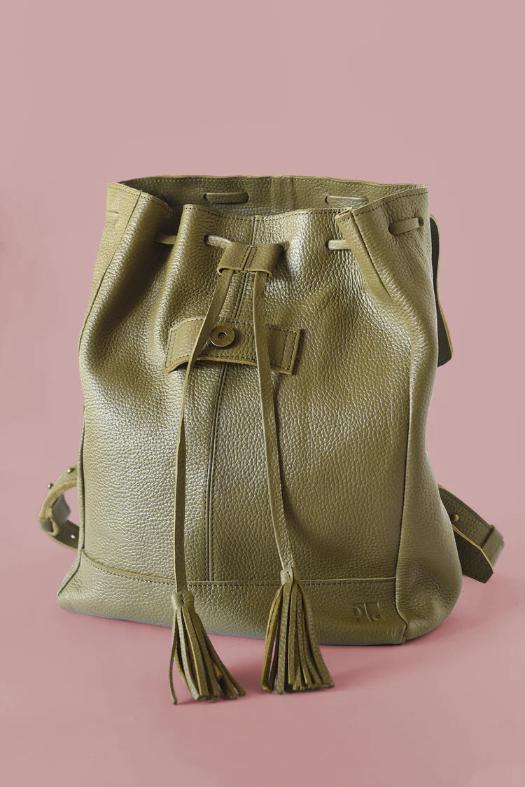 GR Tassel Backpack in Pebbled Olive
