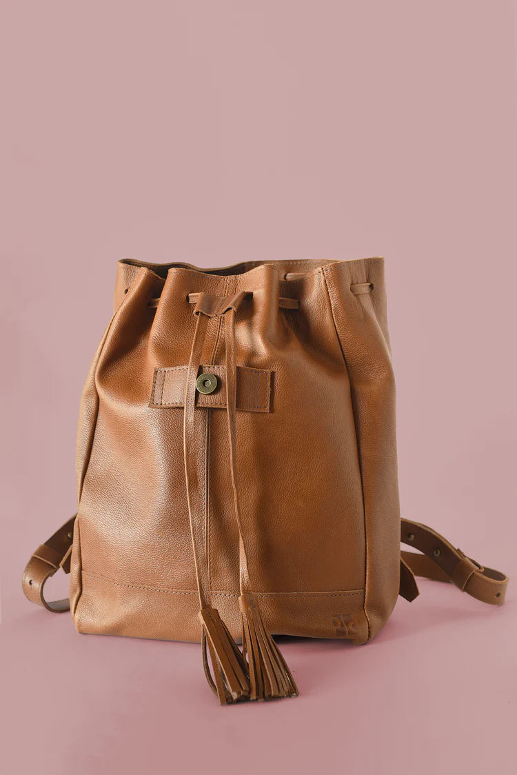 GR Tassel Backpack in Pebbled Cognac