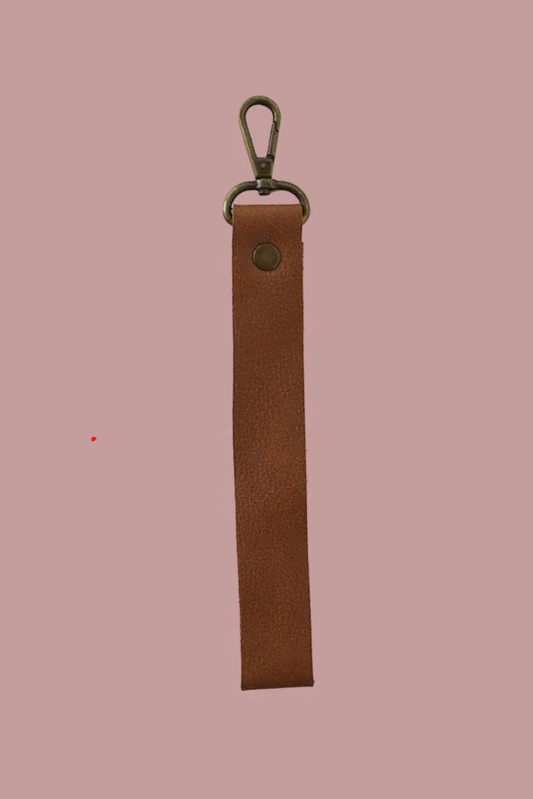 GR Wristlet Strap in Pebbled Cognac