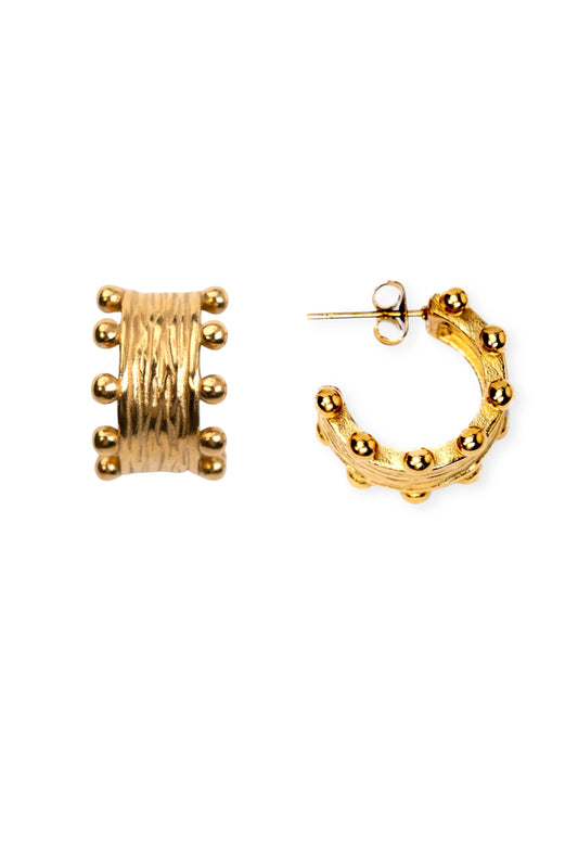 Textured Ball Hoop Earrings - Waterproof