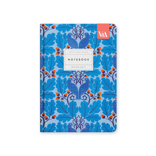 Neon Floral Blue Birds Hardback Notebook (A5)