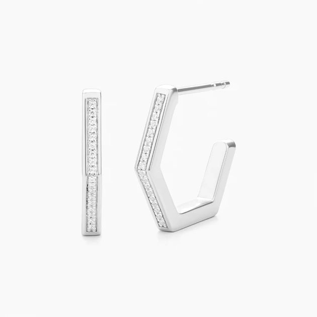Hexa Huggie Earring in Silver