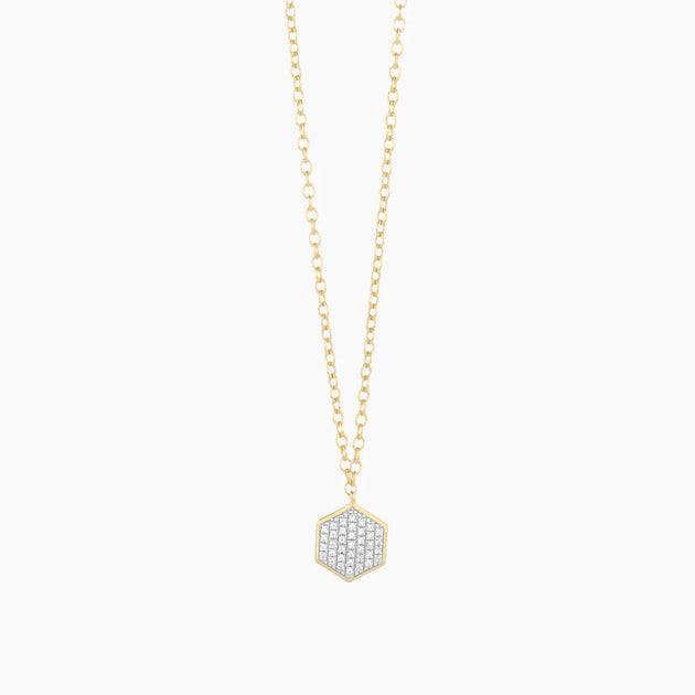 Shimmering Hexa Pendant Necklace in Gold