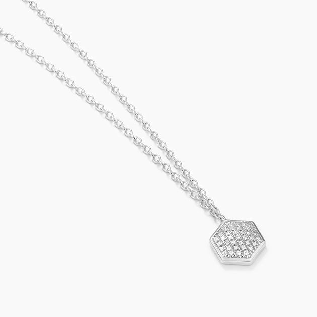 Shimmering Hexa Pendant Necklace in Silver