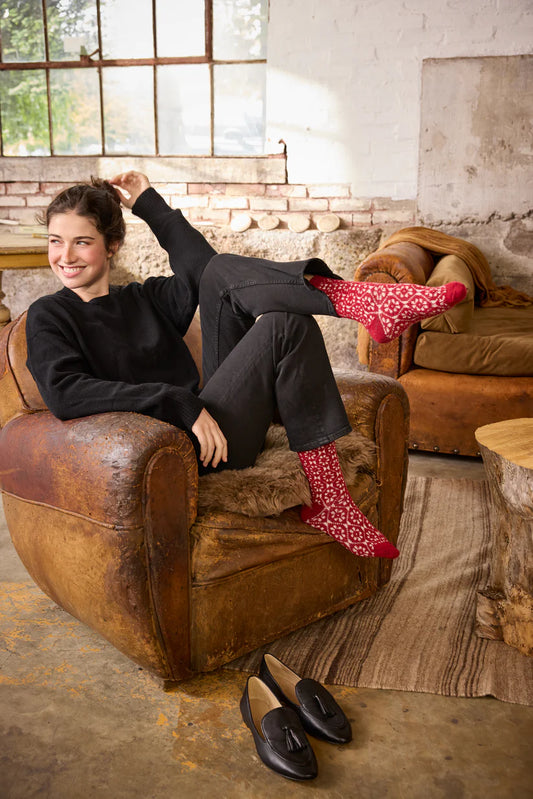Women's Aster Flower Wool Cashmere Socks