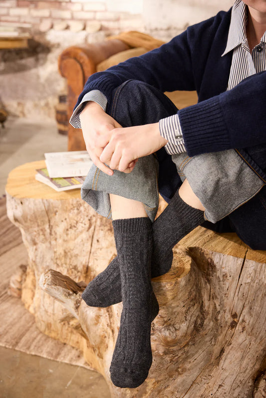 Women's Chunky Cable Wool Cashmere Socks