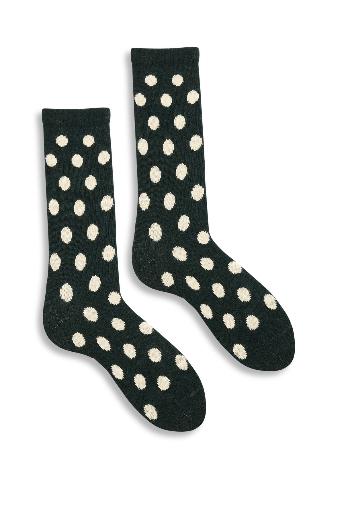 Women's Dot Wool Cashmere Crew Socks in Ivy