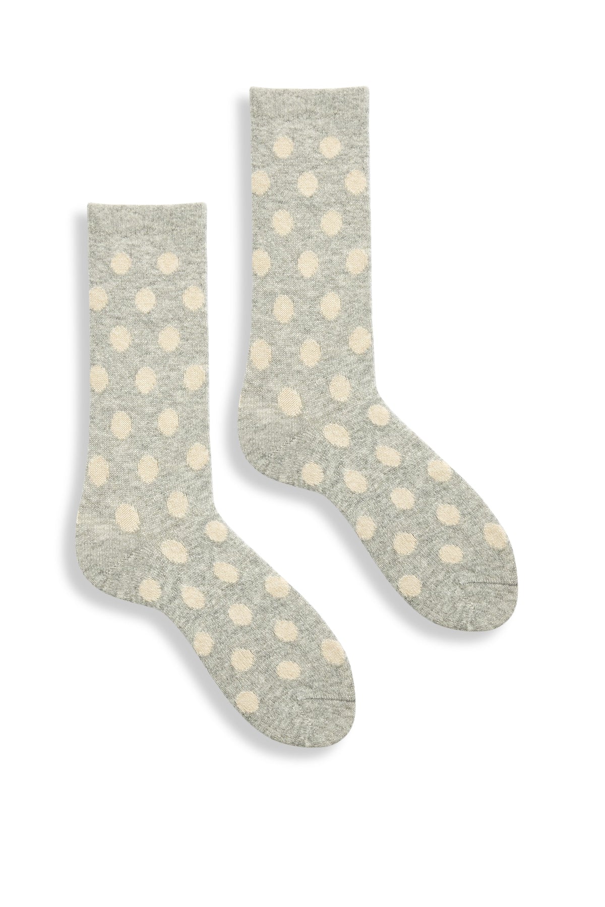 Women's Dot Wool Cashmere Crew Socks in Light Grey Heather