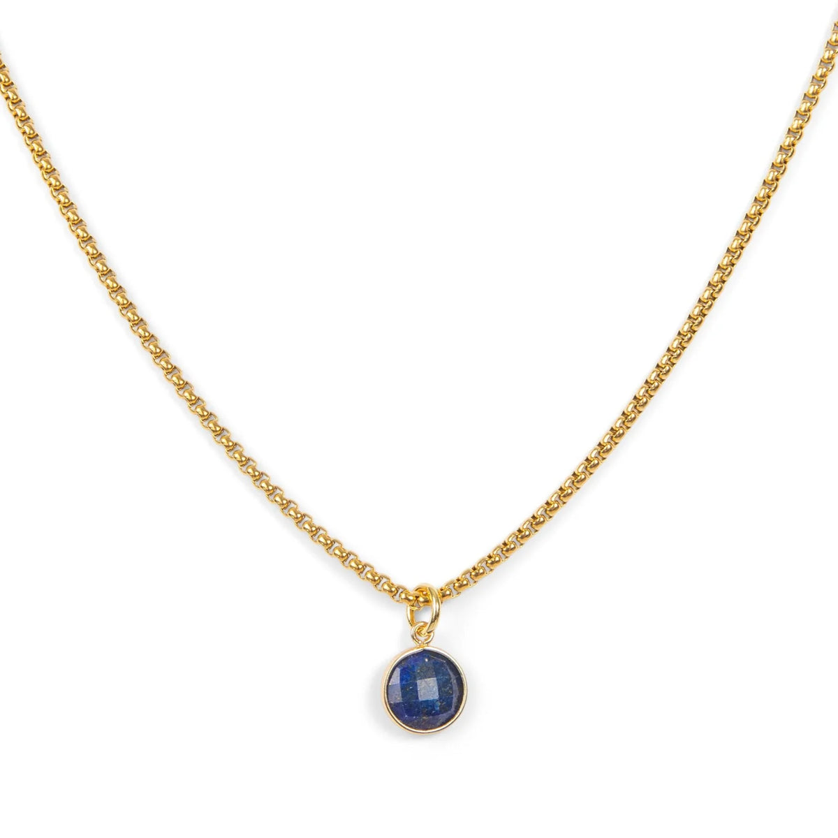 Lapis Stone Pendant Classic Gold Necklace