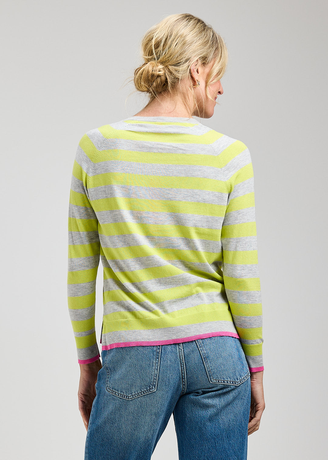 Stripe V-neck Sweater in Marl