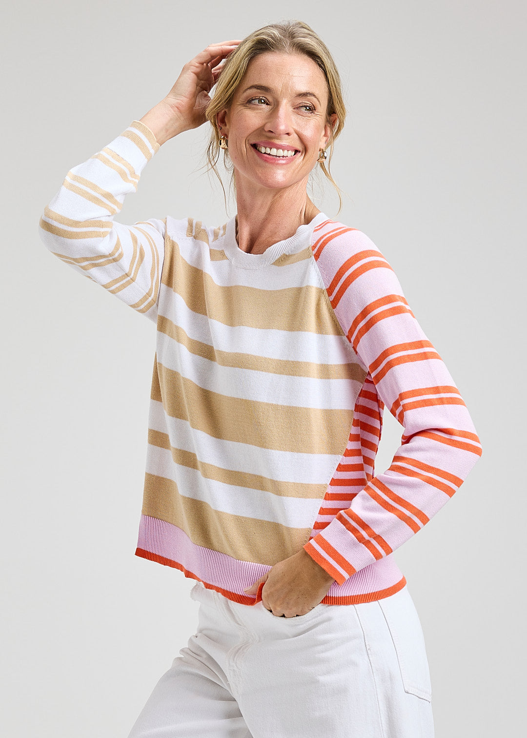 Crazy Stripe Sweater in White
