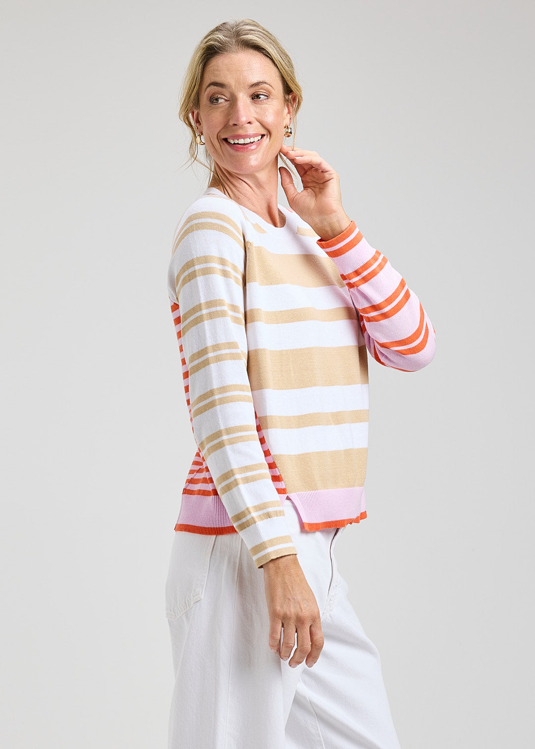Crazy Stripe Sweater in White