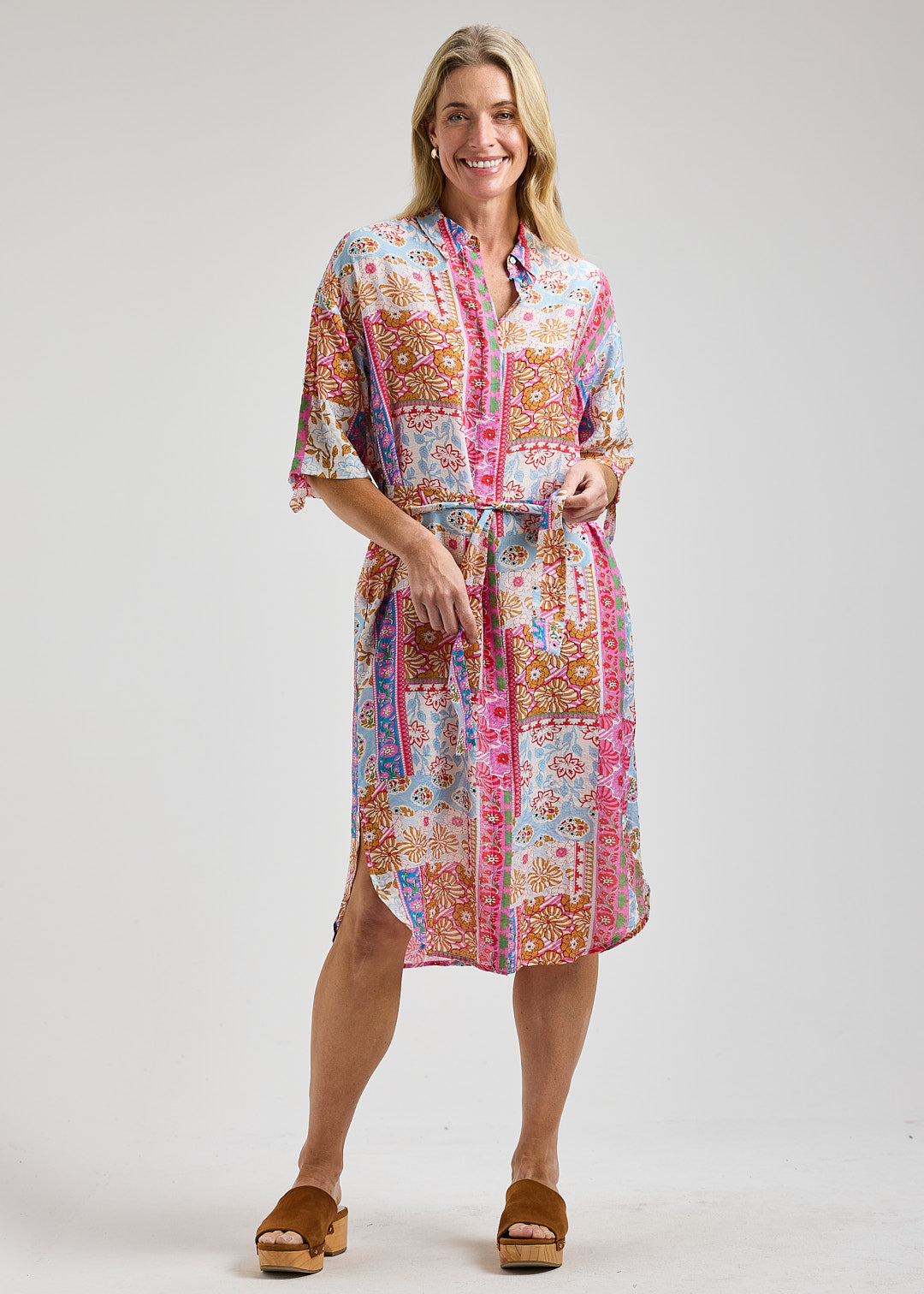 Printed Shirt Dress in Bella Rossa
