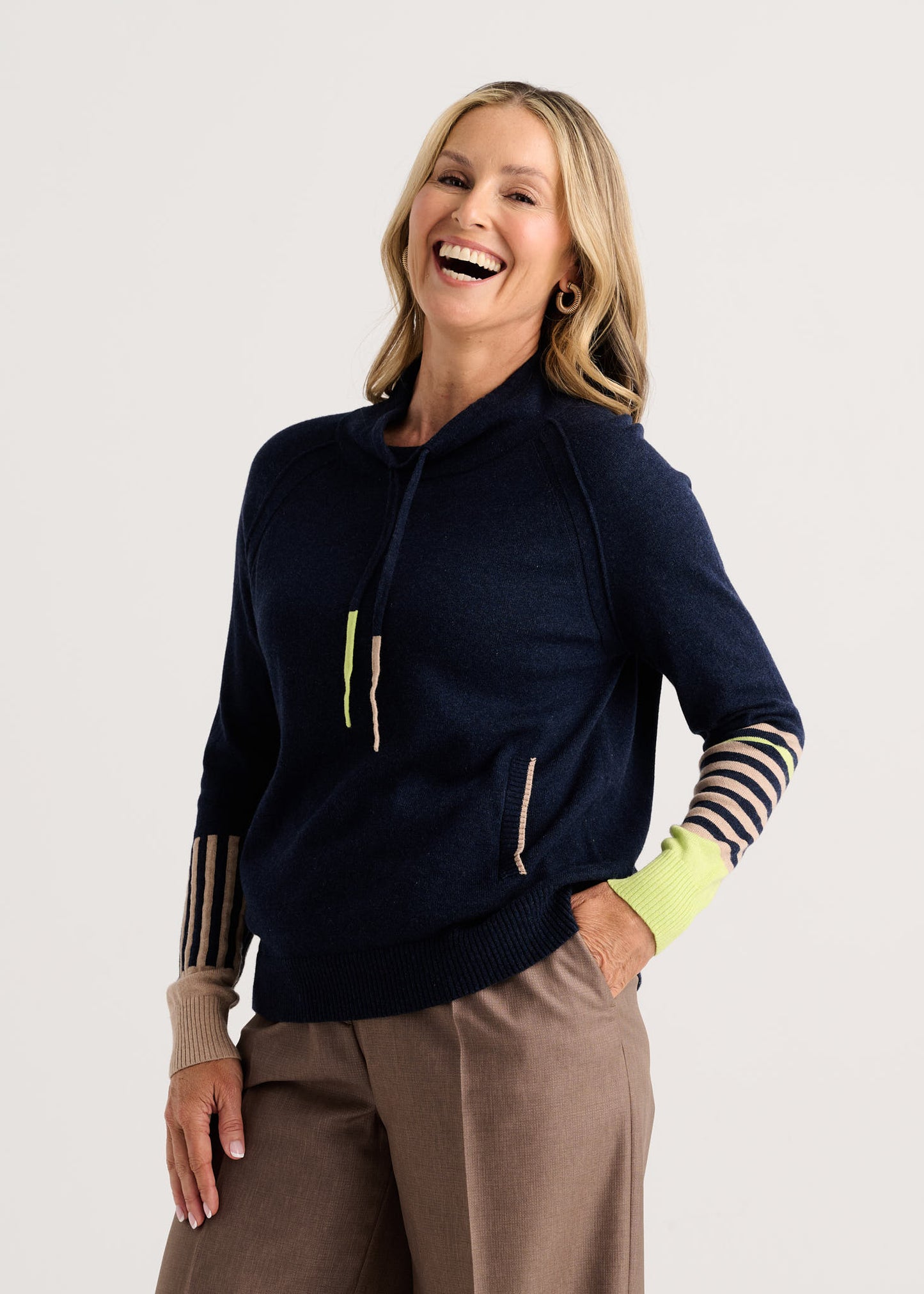 Drawcord Sweater in Dark Denim