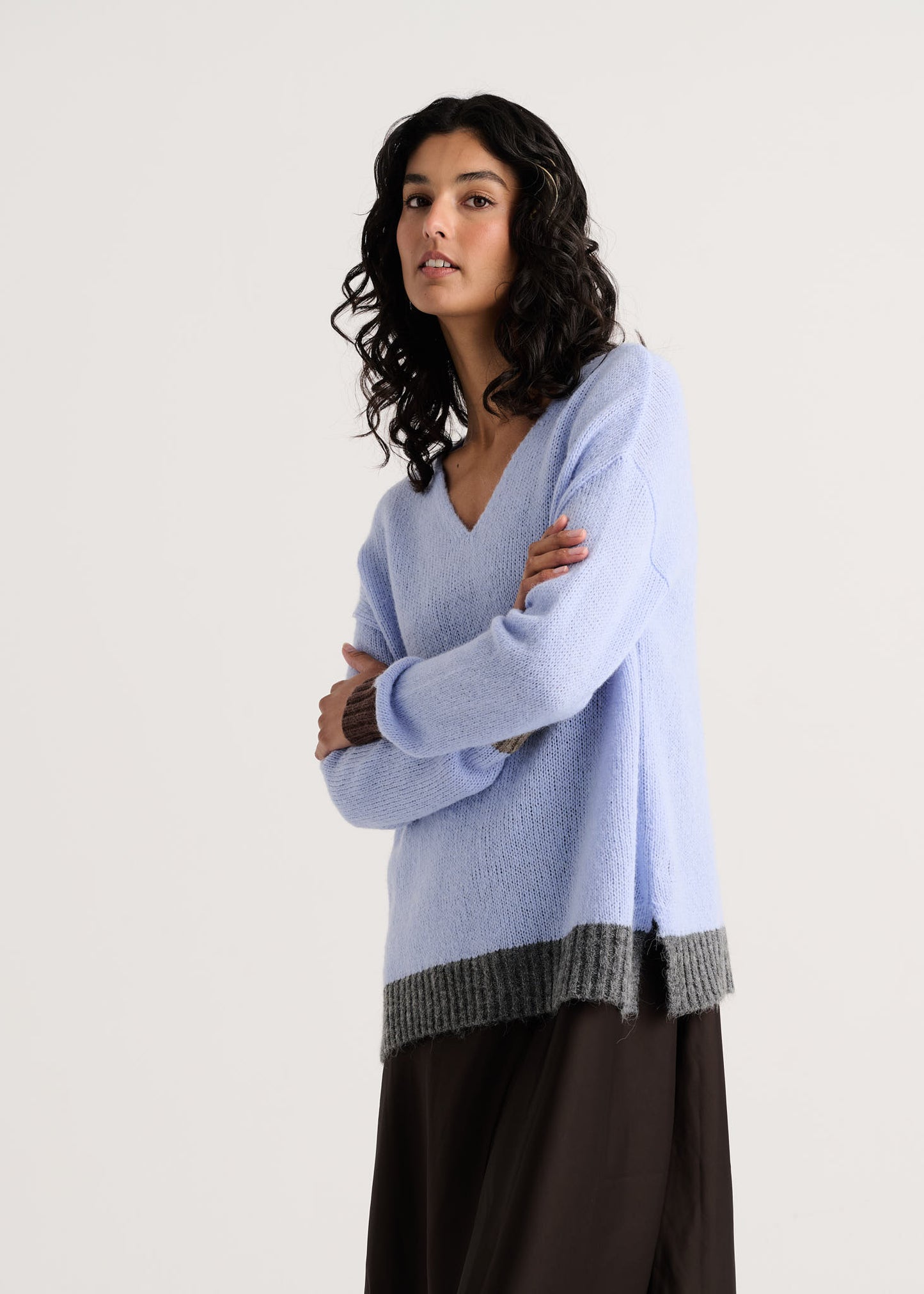 Casual Luxe V Neck in Cornflower