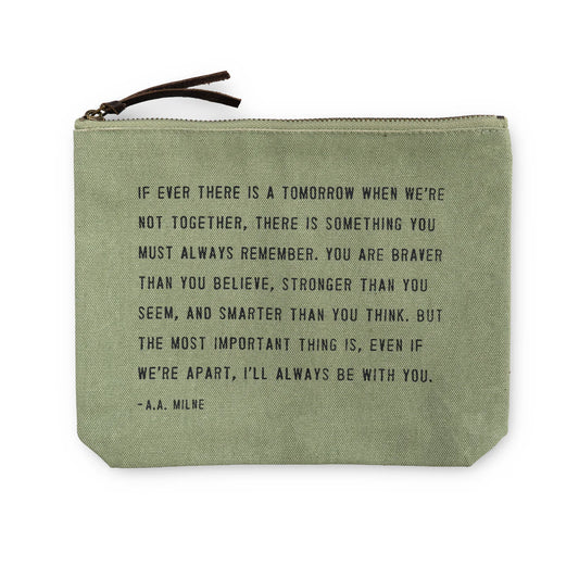 Canvas Zip Bag: If there is ever a time... (A.A. Milne) - Mint