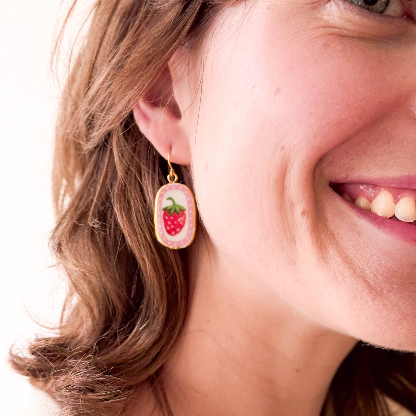 Ceramic Strawberry Earrings