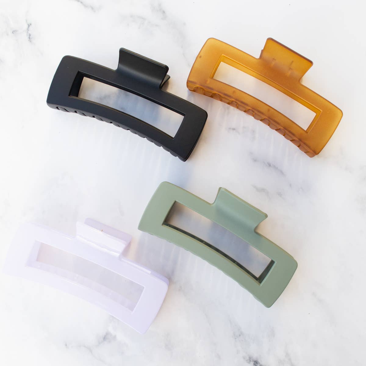 Jumbo Square Hair Clip: Matt Black