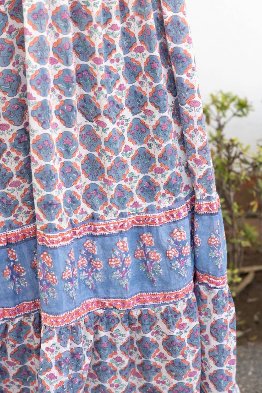 Somara Block Printed Cotton Maxi Sundress in Floral