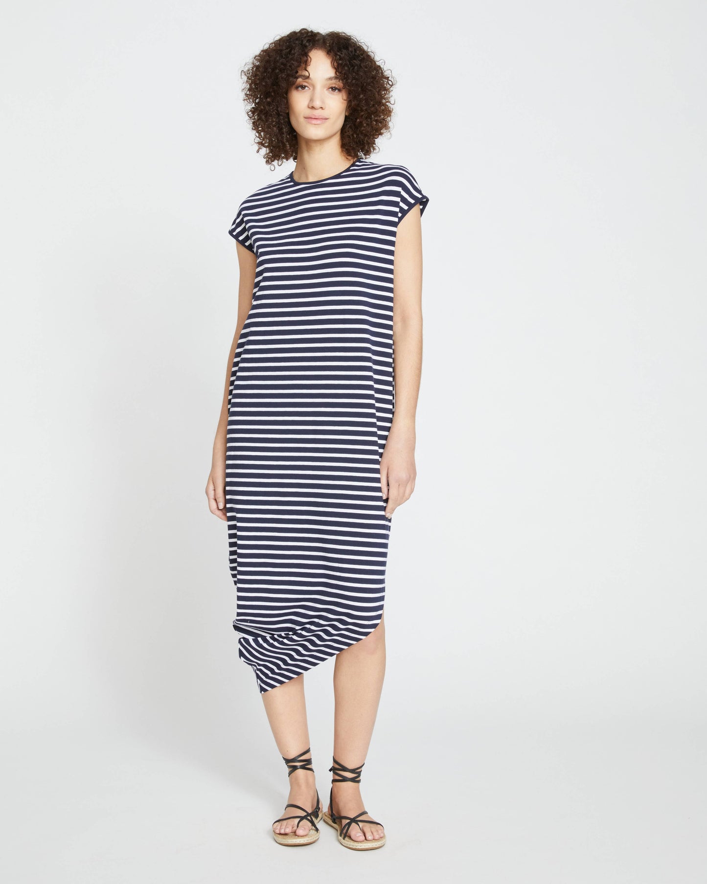 Iconic Geneva Dress in Midnight/White Stripe