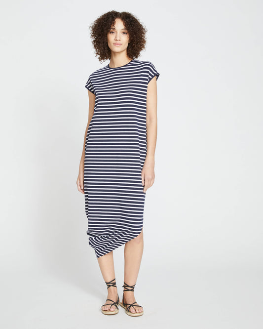 Iconic Geneva Dress in Midnight/White Stripe