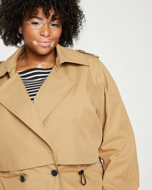 Leonard Cropped Trench Coat in Tan