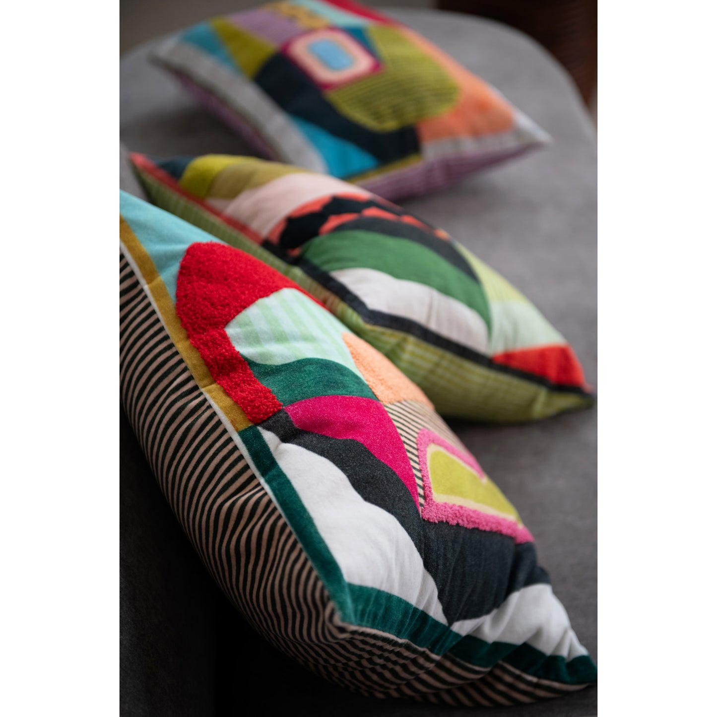 Cotton Velvet Printed Pillow with Embroidery