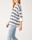 Amelia Cuff Tee in Striped Navy