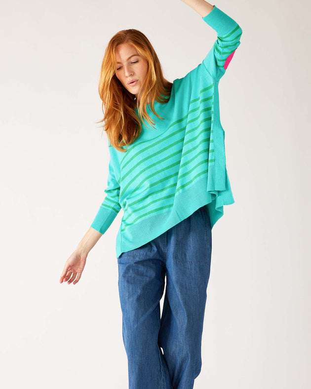 Amour Sweater in Turquoise/Jade Stripe