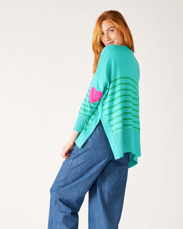 Amour Sweater in Turquoise/Jade Stripe
