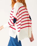 Amour Sweater in White/Red Stripe