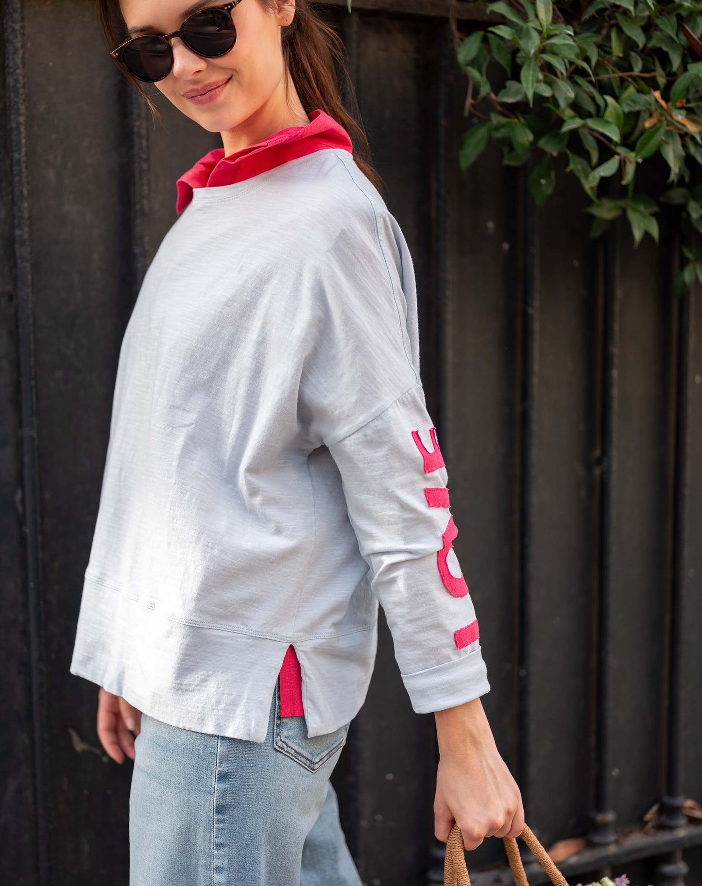 Amour Applique Tee in Crystal Blue and Pink