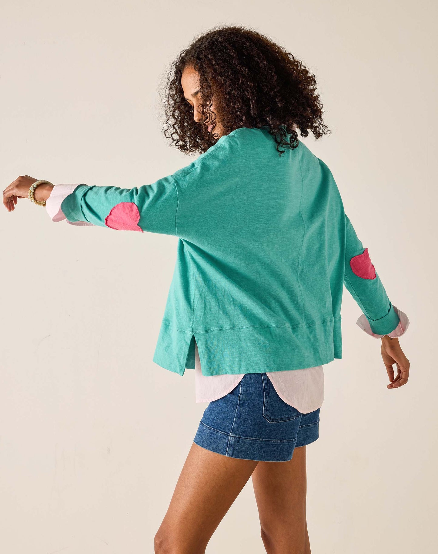 Amour Applique Tee in Teal and Pink