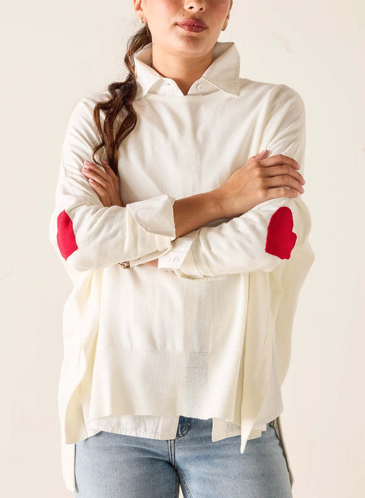 Amour Sweater in White and Red