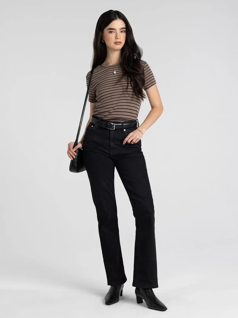 Annie Tee in Latte & Black Stripes