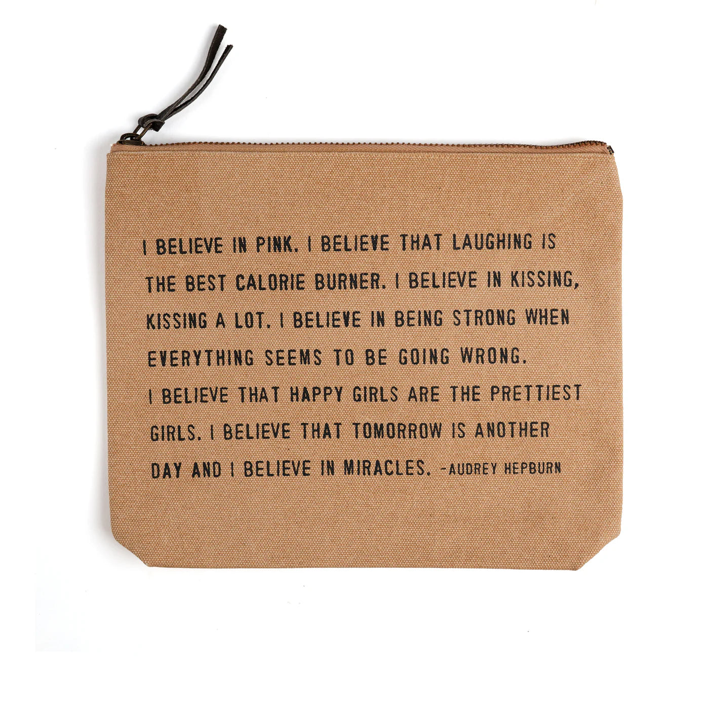 Canvas Zip Bag: I Believe In Pink (Audrey Hepburn) - Blush