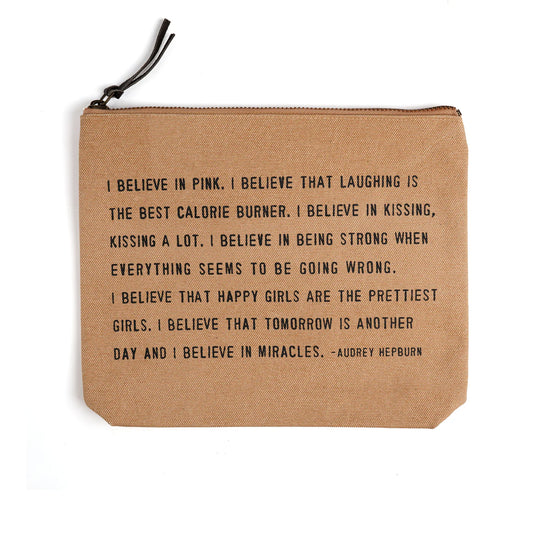 Canvas Zip Bag: I Believe In Pink (Audrey Hepburn) - Blush