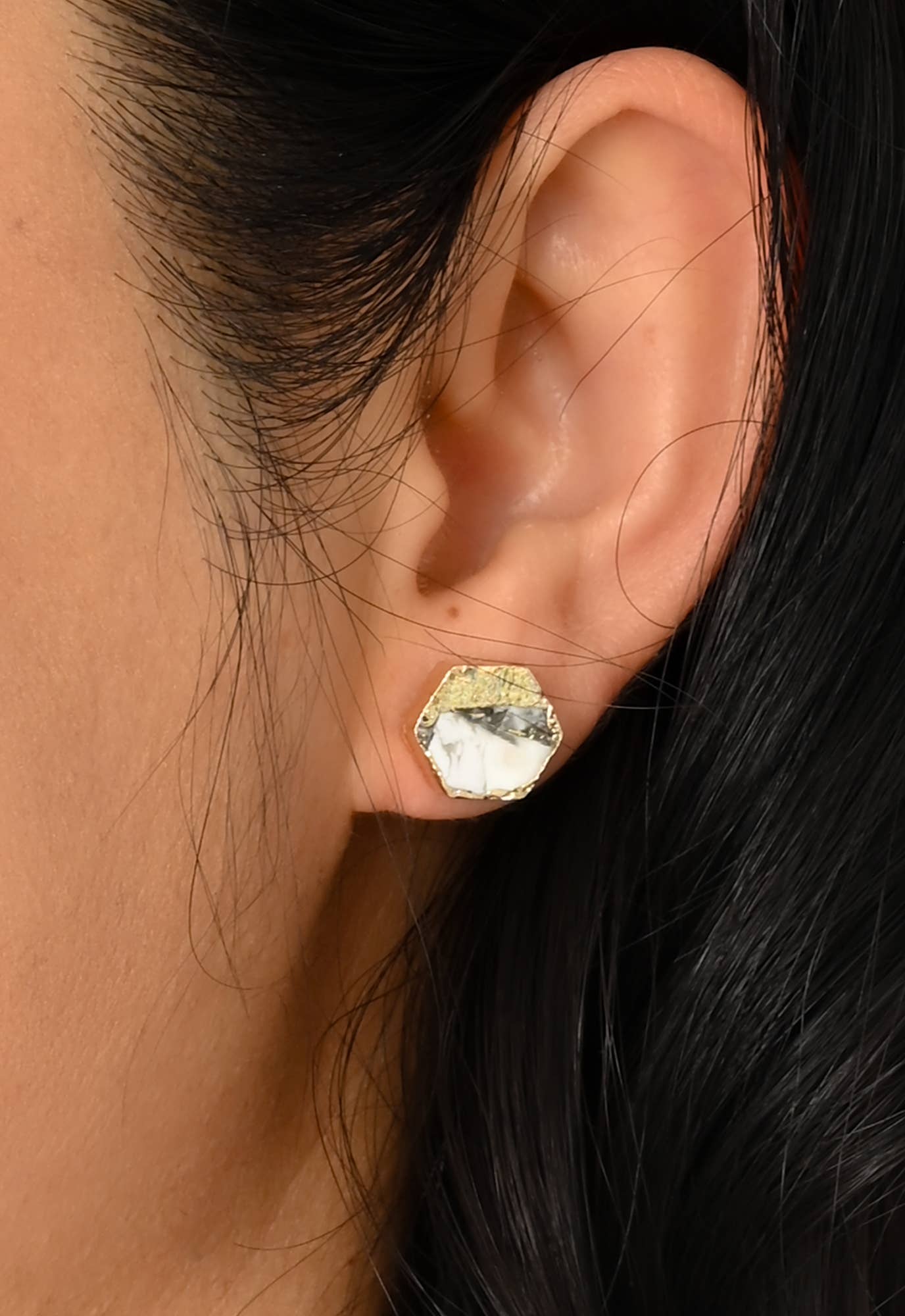 Canopy Stud Earrings in White Turquoise