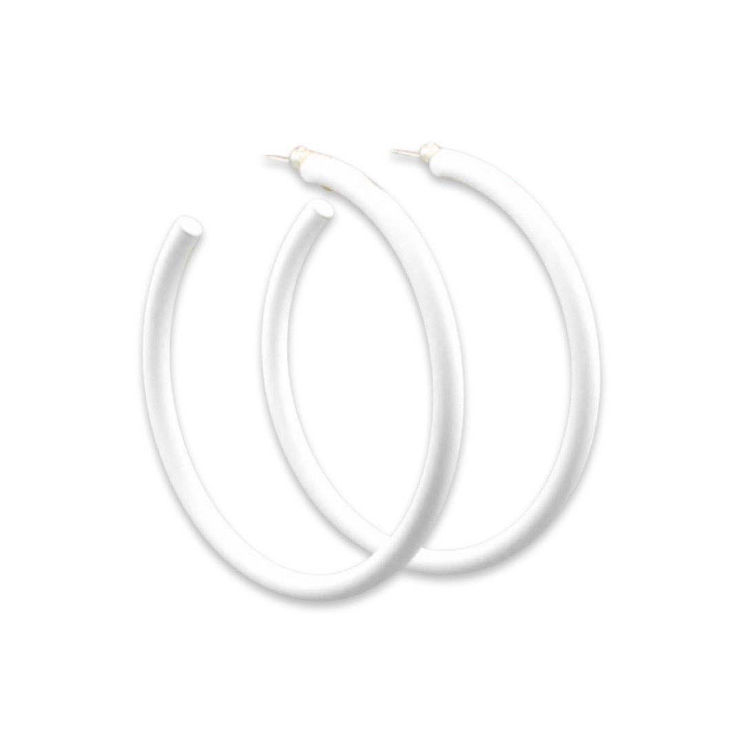 Large Skinny White Hoop Earring