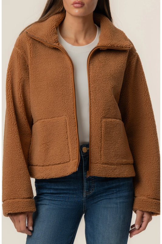 Dena Faux Shearling Jacket in Camel
