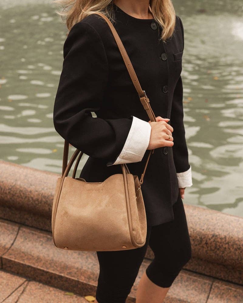 Steffie Suede Mini Tote Bag in Honey