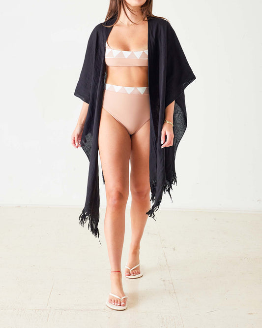 Hermosa Linen 3-Way Wrap in Black