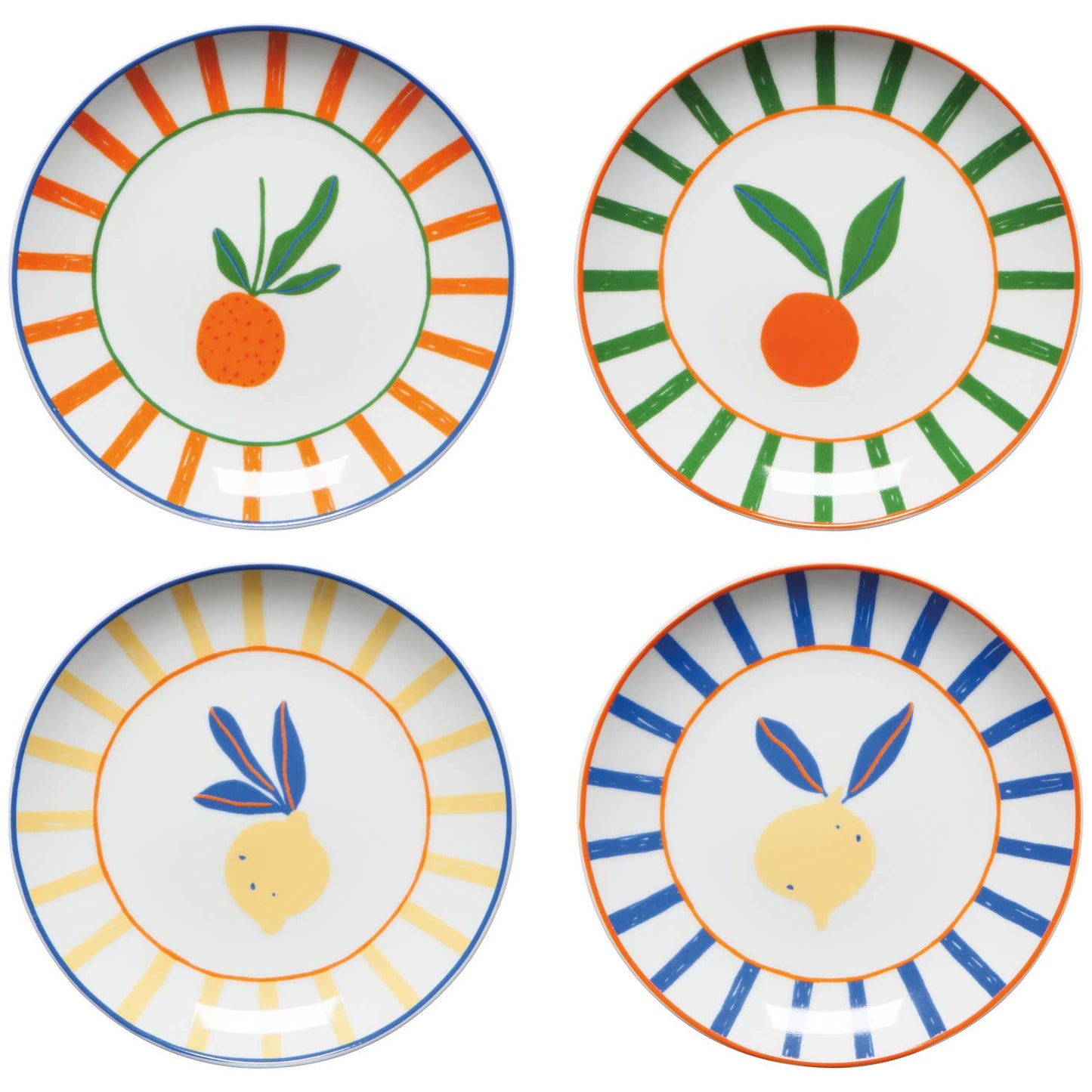 Citrus Burst Appetizer Plates (Set of 4)