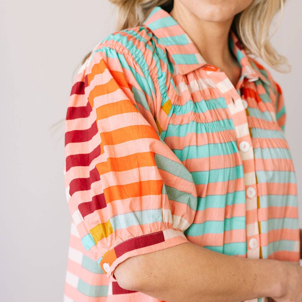 Apricot Colorful Stripe Oasis Dress