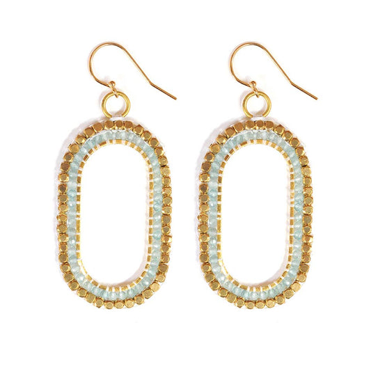 Oval Gemstone Earrings in Amazonite